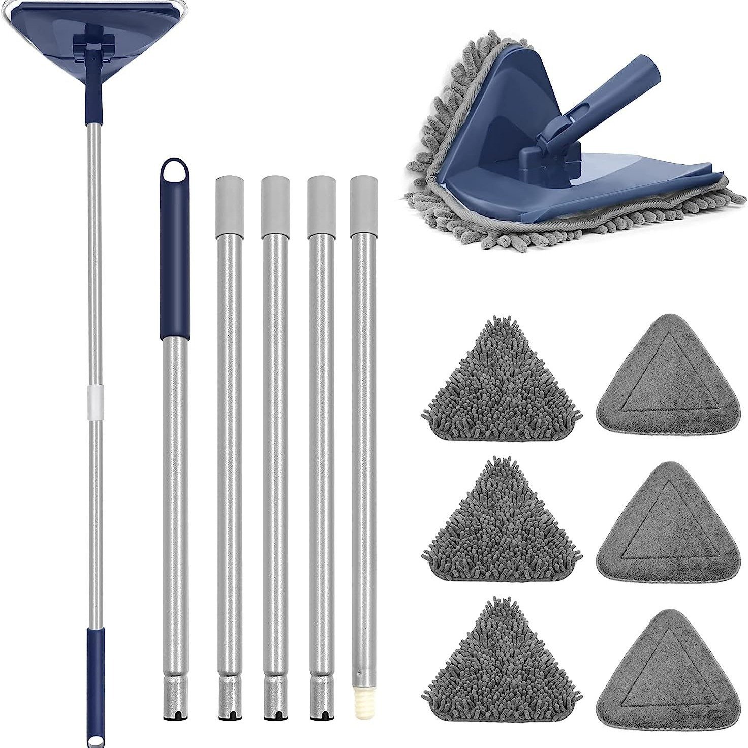 3-in-1 Triangular Wall Cleaning Mop with Telescopic Handle
