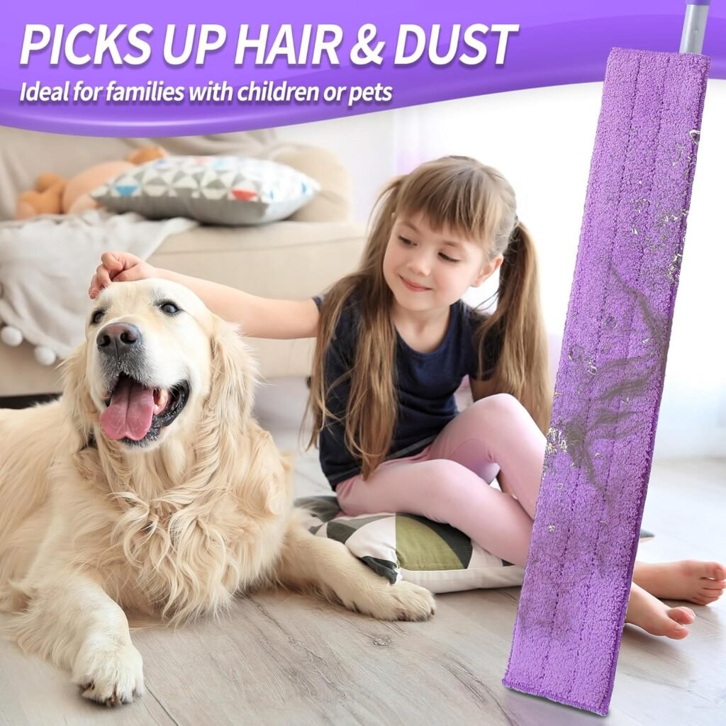 Microfiber pad of the 24-inch flat mop covered with picked-up pet hair and dust
