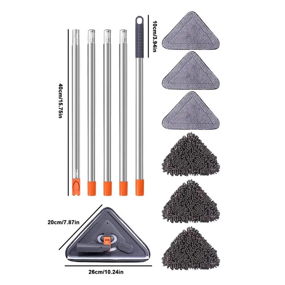 Size chart of the triangle mop: 26 cm head, 20 cm sides, 40 cm pole sections