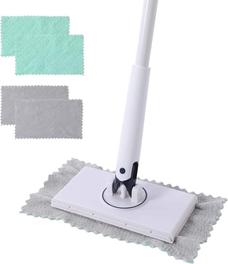 Auto-Clamp Mini Flat Mop with 4 Cloths
