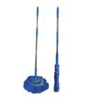 Blue Microfiber Twist Mop with Telescopic Pole