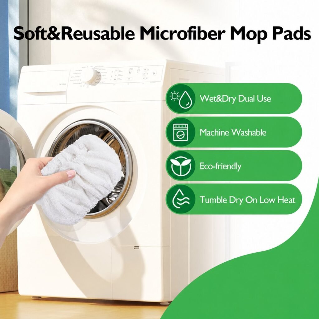 White slip-on sweeper mop cover being put into a washing machine