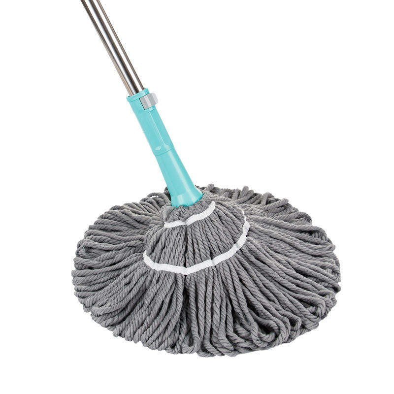 Teal-fitting version of the twist mop with its grey yarn head spread out