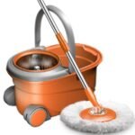 Hand-Press Spin Mop with Wheeled Bucket