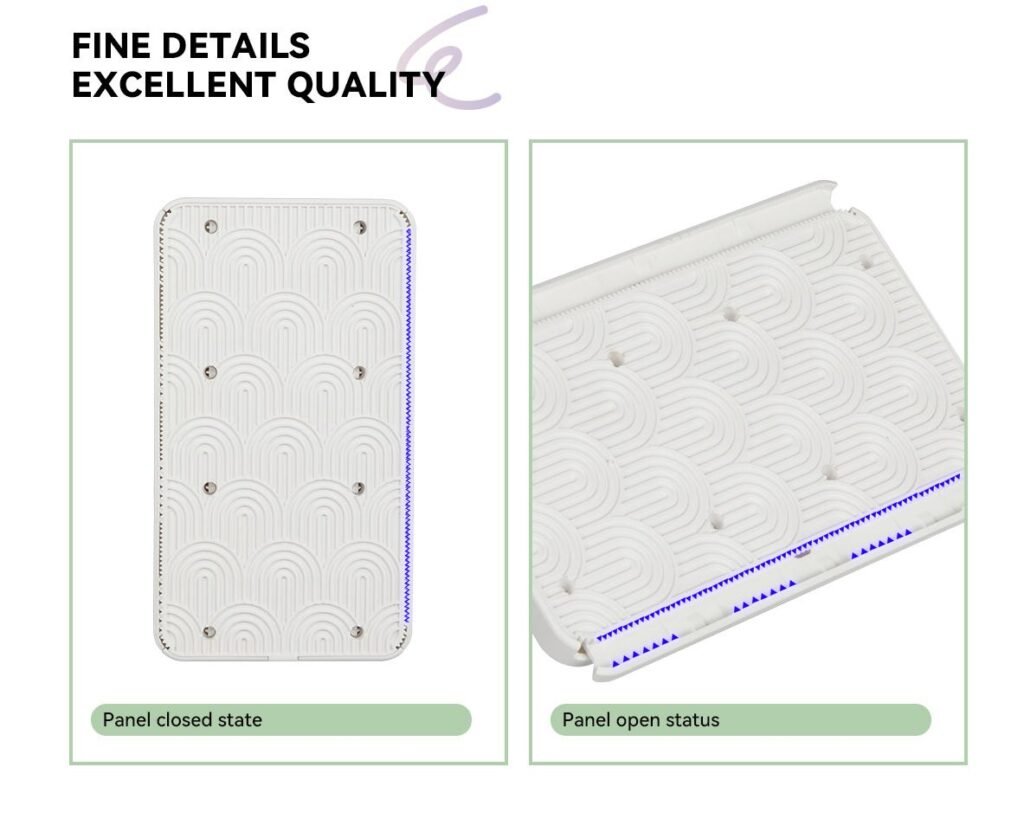 Base of the clip-on cloth wiper with its edge panel closed and opened