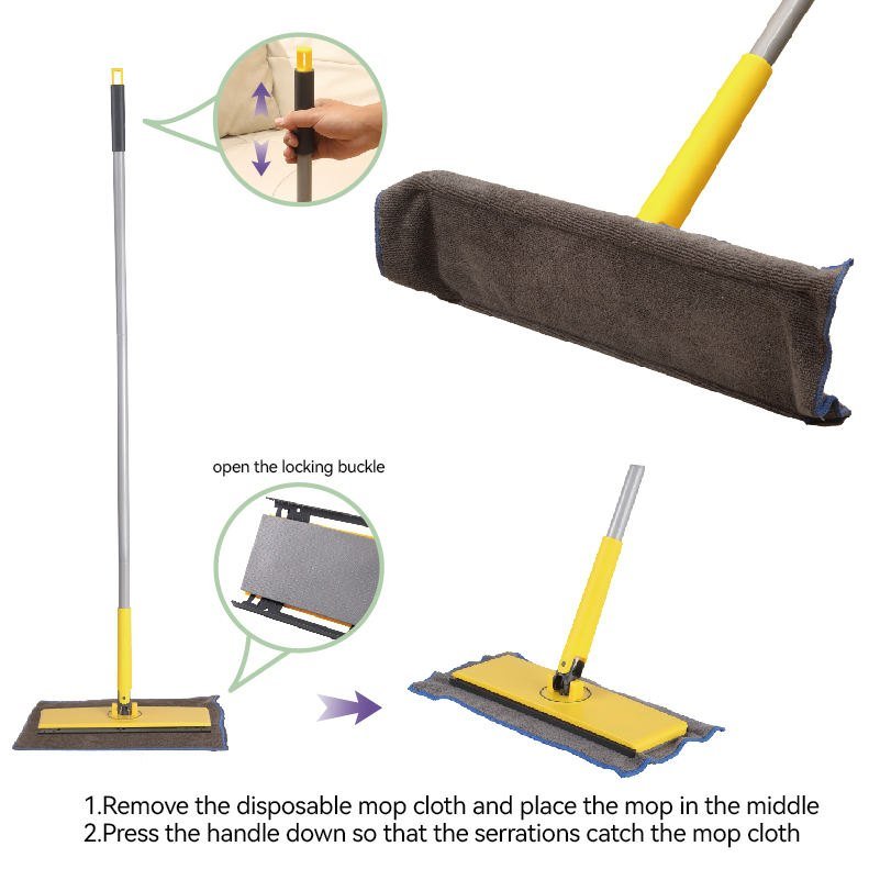Two steps to fit the cloth: open the clamp, then press the handle down