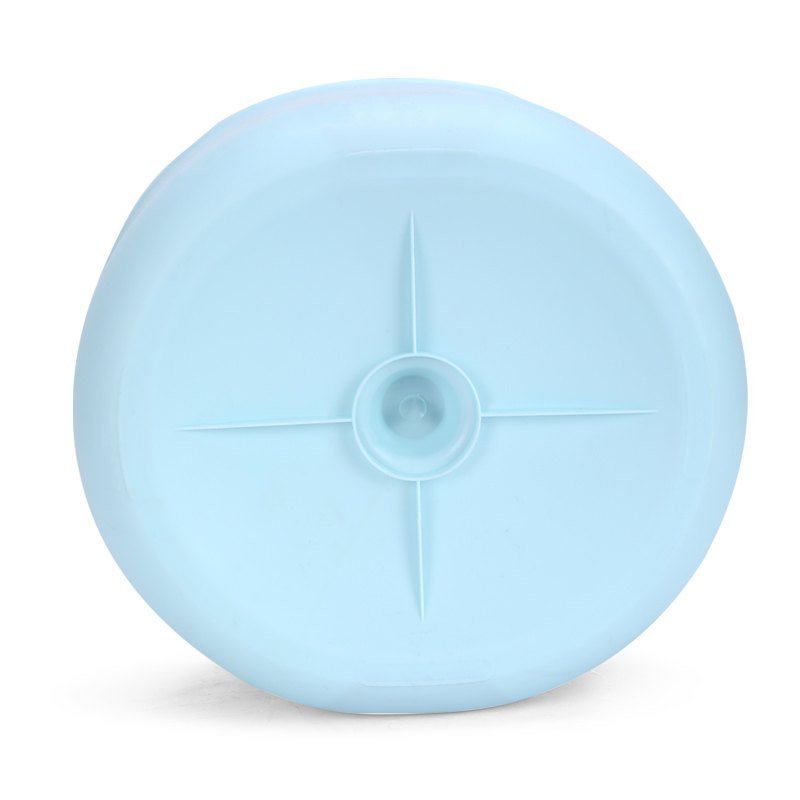 Underside of the light blue round spin mop bucket