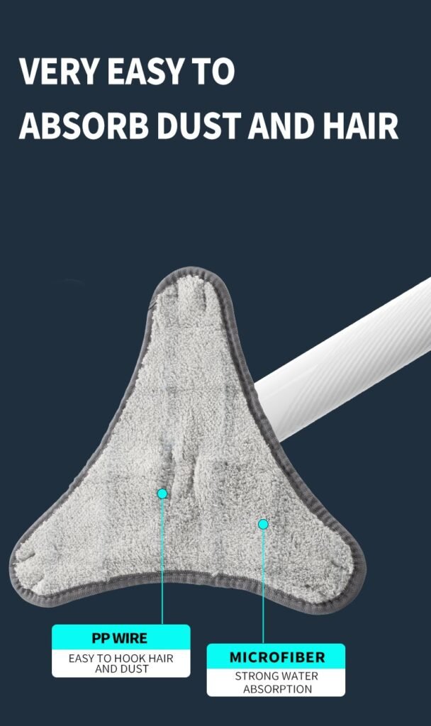 Close-up of the microfiber triangle pad with PP wire strips that catch hair