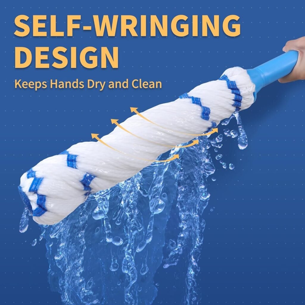 Microfiber head of the twist mop wound tight with water running out
