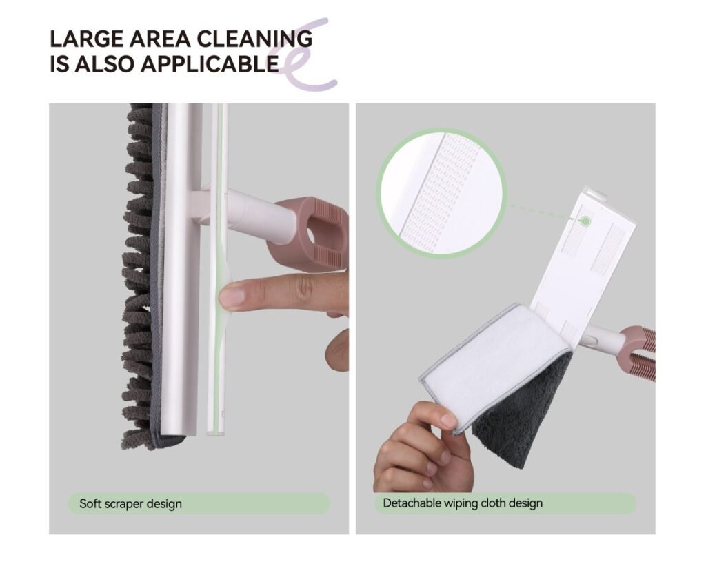 Soft silicone squeegee and detachable hook-and-loop cloth of the wall and window mop