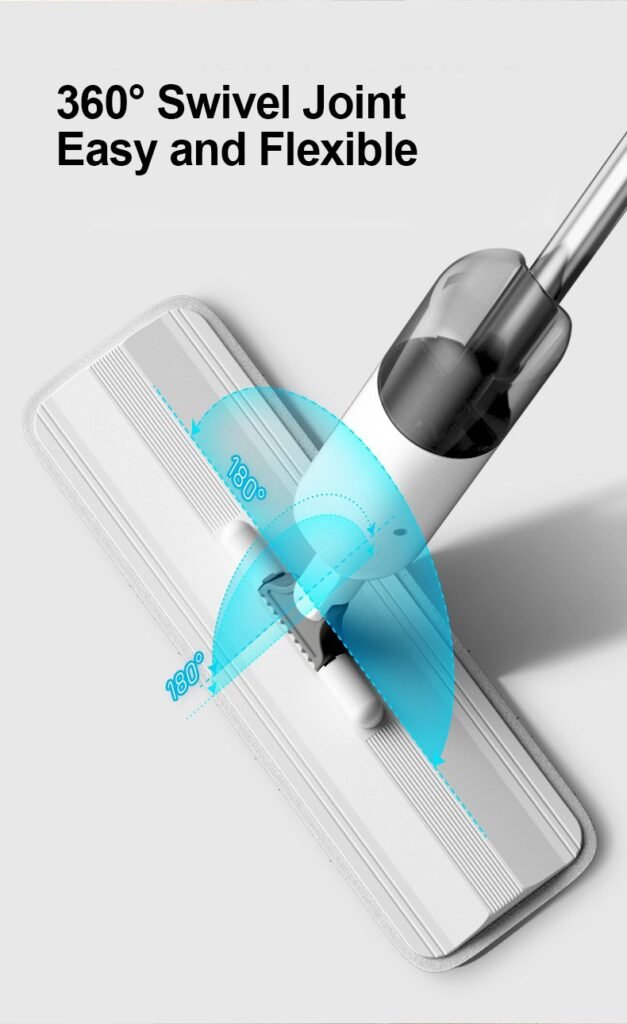 Diagram of the white spray mop joint turning 180 degrees on two axes