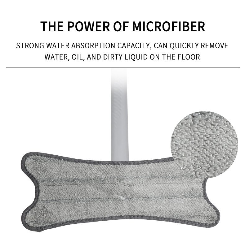 X-shaped microfiber pad for the self-wringing flat mop, with a close-up of the pile