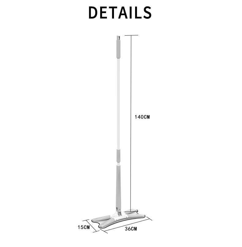 Size chart of the X-shape flat mop: 140 cm overall height and 36 × 15 cm head